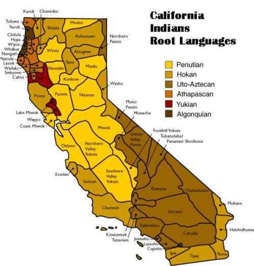California Indians Language Map (provided by Native American Heritage Commission)